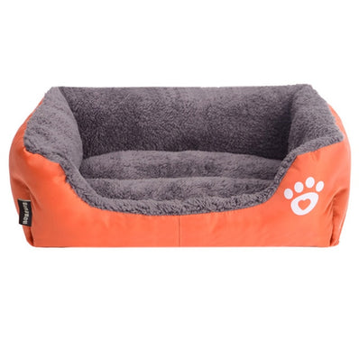 S-3XL Fleece Dog Bed Paw Pattren Waterproof Bottom Pet Sofa Mat Warm Dog Bed
