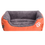 S-3XL Fleece Dog Bed Paw Pattren Waterproof Bottom Pet Sofa Mat Warm Dog Bed