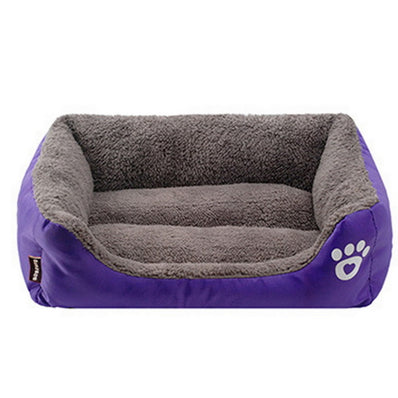 S-3XL Fleece Dog Bed Paw Pattren Waterproof Bottom Pet Sofa Mat Warm Dog Bed