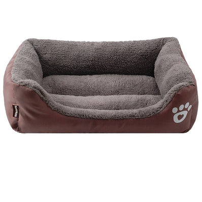S-3XL Fleece Dog Bed Paw Pattren Waterproof Bottom Pet Sofa Mat Warm Dog Bed