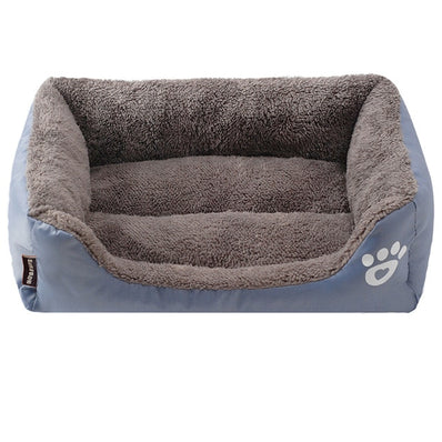 S-3XL Fleece Dog Bed Paw Pattren Waterproof Bottom Pet Sofa Mat Warm Dog Bed