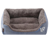 S-3XL Fleece Dog Bed Paw Pattren Waterproof Bottom Pet Sofa Mat Warm Dog Bed