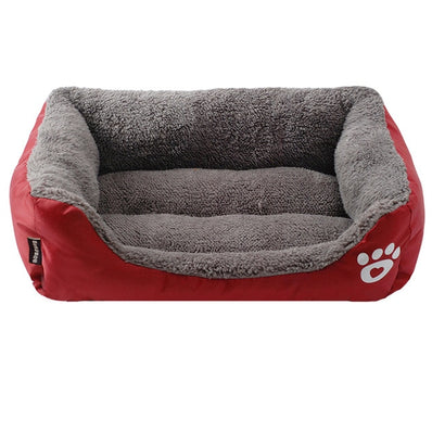 S-3XL Fleece Dog Bed Paw Pattren Waterproof Bottom Pet Sofa Mat Warm Dog Bed