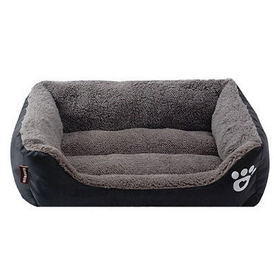 S-3XL Fleece Dog Bed Paw Pattren Waterproof Bottom Pet Sofa Mat Warm Dog Bed
