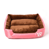 S-3XL Fleece Dog Bed Paw Pattren Waterproof Bottom Pet Sofa Mat Warm Dog Bed