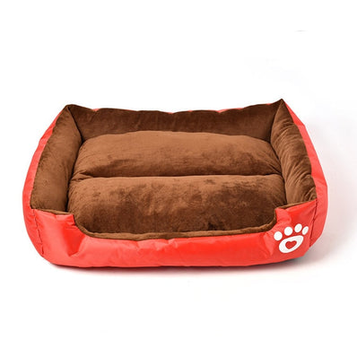S-3XL Fleece Dog Bed Paw Pattren Waterproof Bottom Pet Sofa Mat Warm Dog Bed