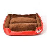 S-3XL Fleece Dog Bed Paw Pattren Waterproof Bottom Pet Sofa Mat Warm Dog Bed