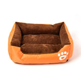 S-3XL Fleece Dog Bed Paw Pattren Waterproof Bottom Pet Sofa Mat Warm Dog Bed