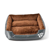 S-3XL Fleece Dog Bed Paw Pattren Waterproof Bottom Pet Sofa Mat Warm Dog Bed