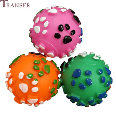 Transer Pet Supply 3D Paw Print Rubber Round Ball Toy Interactive Funny Training Dog Molar Teeth Chew Toys 80116