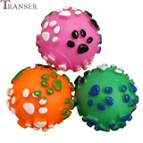 Transer Pet Supply 3D Paw Print Rubber Round Ball Toy Interactive Funny Training Dog Molar Teeth Chew Toys 80116