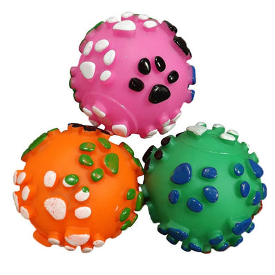 Transer Pet Supply 3D Paw Print Rubber Round Ball Toy Interactive Funny Training Dog Molar Teeth Chew Toys 80116